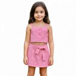 Conjunto Short Saia Rosa Claro