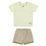 Conjunto Bebê Linho Com Bordado Colorittá Laranja