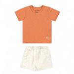 Conjunto Bebê Linho Com Bordado Colorittá Laranja