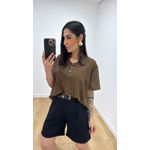 Camisa Iracema Marrom/Preta