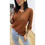Blusa Selma Canelada 2 Caramelo