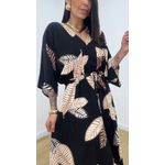 Vestido Ayla Folhagem Preto