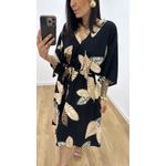 Vestido Ayla Folhagem Preto