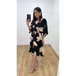 Vestido Ayla Folhagem Preto