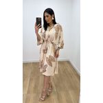 Vestido Ayla Folhagem Areia