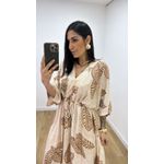 Vestido Ayla Folhagem Areia