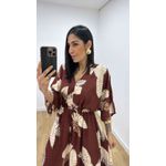 Vestido Ayla Folhagem Marrom