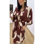 Vestido Ayla Folhagem Marrom