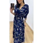 Vestido Tássia Estampado Azul Marinho