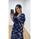 Vestido Tássia Estampado Azul Marinho