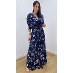 Vestido Tássia Estampado Azul Marinho