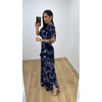Vestido Tássia Estampado Azul Marinho