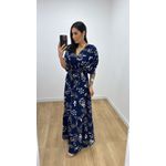 Vestido Tássia Estampado Azul Marinho