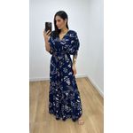 Vestido Tássia Estampado Azul Marinho