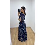 Vestido Tássia Estampado Azul Marinho