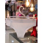 Calcinha Tanga Laser Cos Alto Branca G/GG