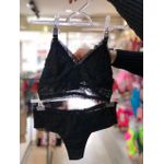 Conjunto Sem Bojo Alça Canelada Preto P (40)