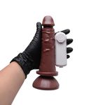 PENIS VIBRADOR CONTROLE EXTERNO 17,5 X 3,8CM KGEL CHOCOLATE