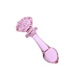 Plug Anal de Vidro com Pedra Rosa M 