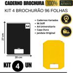 Caderno Brochura 4 Unidades 96 Folhas A4