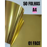 Lamicote ouro 1 face A4 - 50 folhas