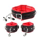 Kit Sado Com Algemas / Coleira - Prendedor De Mamilos + Guia