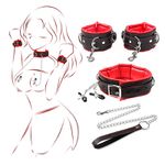 Kit Sado Com Algemas / Coleira - Prendedor De Mamilos + Guia