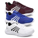 Kit 3 Pares Tênis Masculino Run Caminhada/Academia Vermelho/Azul/Branco- Lorenzzo Lopez