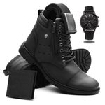 Coturno Masculino Bota Casual + Cinto + Carteira + Relógio - Preto - Lorenzzo Lopez