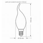 LÂMPADA LED ÂMBAR FILAMENTO VINTAGE VELA BICO TORCIDO B35 E-14 3W 2200W 220V 8651 TASCHIBRA