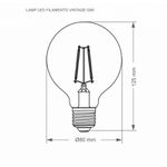 LÂMPADA LED ÂMBAR FILAMENTO VINTAGE GLOBO G80 4W 2200K BIVOLT 7543 TASCHIBRA
