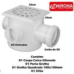 CAIXA SIFONADA QUADRADA BRANCA 100 X 100 X 50 0904 KRONA