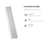 LUMINÁRIA EMERGÊNCIA LED 4W 60 LEDS BIVOLT 6500K BRANCO ELGIN