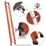 ESCADA FIBRA EXTENSÍVEL PRO ROBUSTA 23 DEGRAUS EFR9932 BOTAFOGO