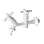 TORNEIRA MÁQUINA LAVAR PLÁSTICO CROSS 1/2"X3/4" BRANCO TIGRE