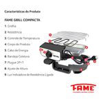 CHURRASQUEIRA ELÉTRICA GRILL PEQUENA 1200W 220V 4309 FAME