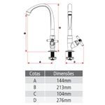 TORNEIRA COZINHA BANCADA MÓVEL CROSS 1/2" BRANCO 300000464 TIGRE