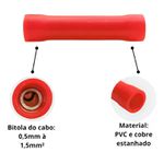 TERMINAL ISOL. TIPO LUVA BV1.25 0,5 A 1,5MM VERMELHO SIBRATEC