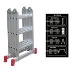 ESCADA ARTICULADA ALUMÍNIO 3X4 12 DEGRAUS ESC0292 BOTAFOGO