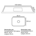 PIA COM CUBA INOX BELLA 1,50X55 VERDE UBATUBA 50112385 VENTURINI