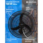 VENTILADOR PAREDE OSCILANTE 50CM 130W NEW 220V 14062 VENTISOL