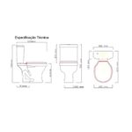 VASO SANITÁRIO COM CAIXA ACOPLADA 3/6LTS ÍRIS BRANCO ÔNIX
