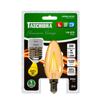 LÂMPADA LED ÂMBAR FILAMENTO VINTAGE VELA B35 E-14 3W 2200K 220V 9562 TASCHIBRA