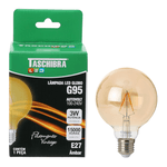 LÂMPADA LED ÂMBAR FILAMENTO VINTAGE GLOBO G95 3W 2200K BIVOLT 8654 TASCHIBRA