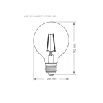 LÂMPADA LED ÂMBAR FILAMENTO VINTAGE GLOBO G95 3W 2200K BIVOLT 8654 TASCHIBRA