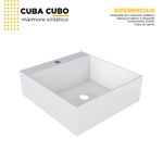 CUBA DE APOIO MÁRMORE SINTÉTICO CUBO 35 X 37 X 11,5CM BRANCO P87378 COZIMAX