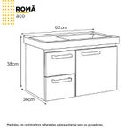 ARMÁRIO TOUCADOR AÇO ROMÃ SUSPENSO 62 X 40 X 36CM CINZA P101872 COZIMAX