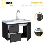 ARMÁRIO TOUCADOR AÇO ROMA SUSPENSO 62 X 40 X 36CM PRETO P101227 COZIMAX