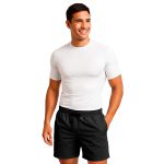 Short Moda Praia Tactel Leve Preto Liso