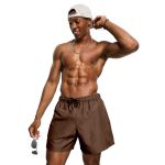 Short Tactel Liso Elastano Masculino Marrom